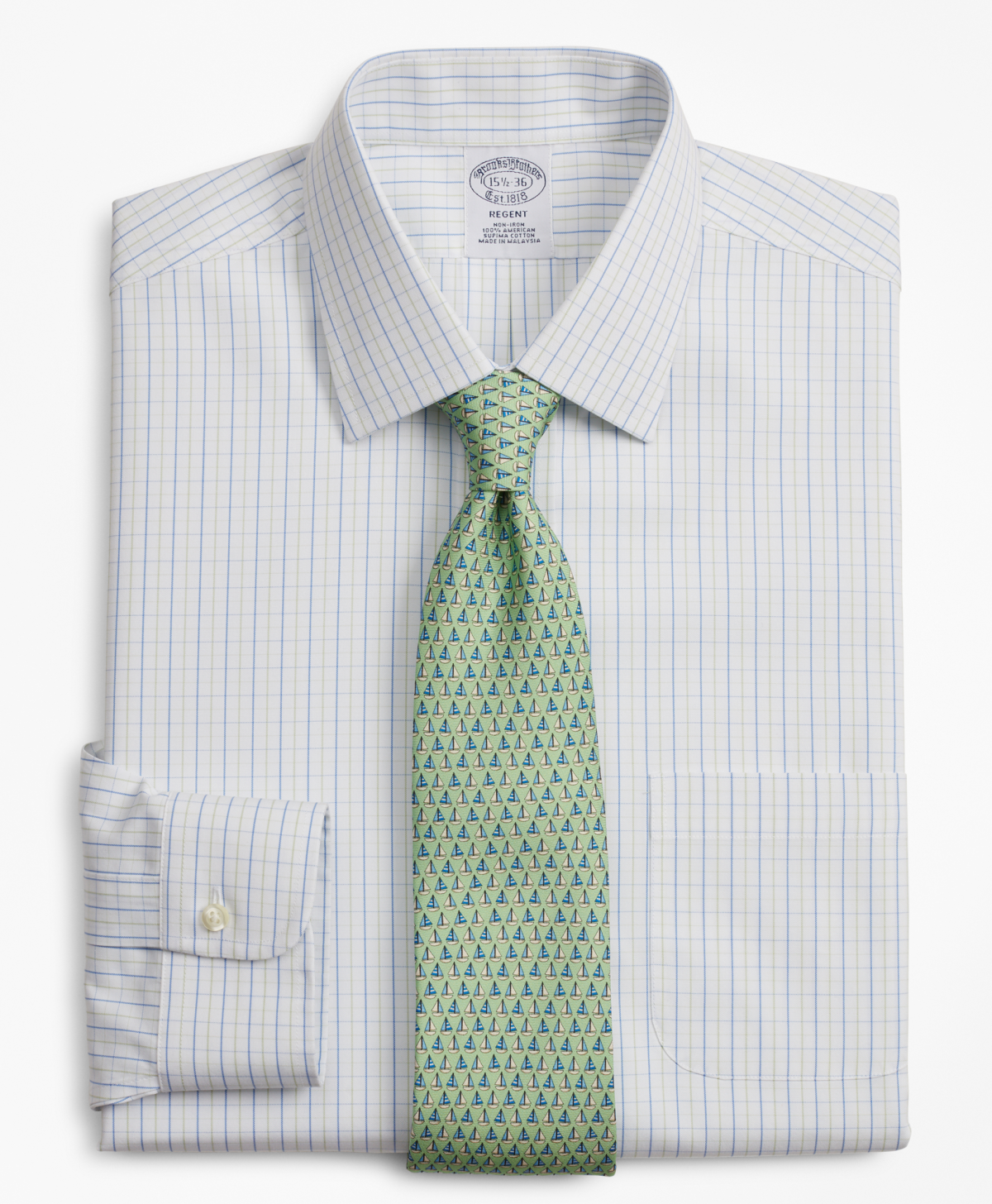 Regent Fitted Dress Shirt, Non-Iron Grid Check